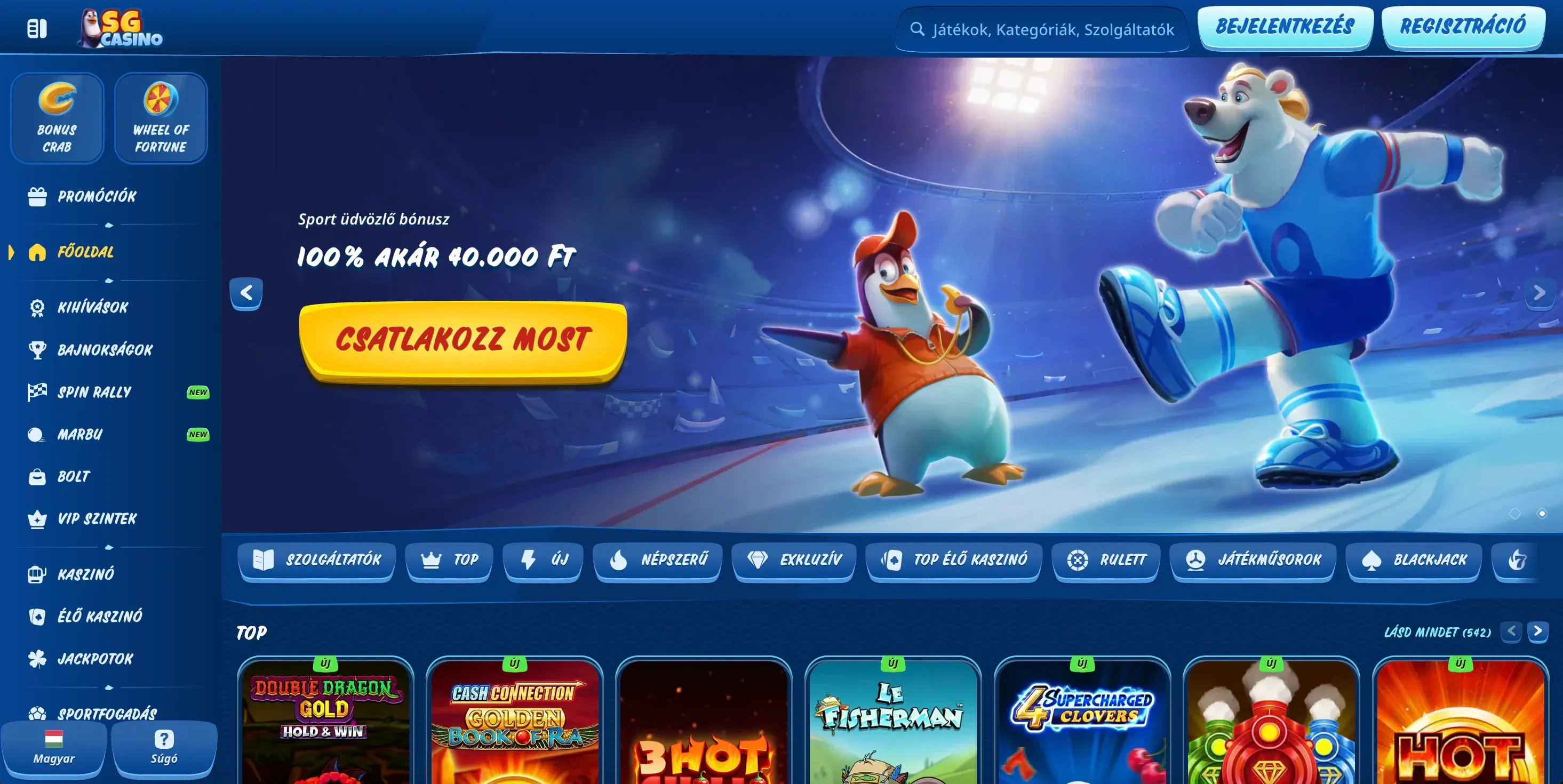 SGcasino honlapja